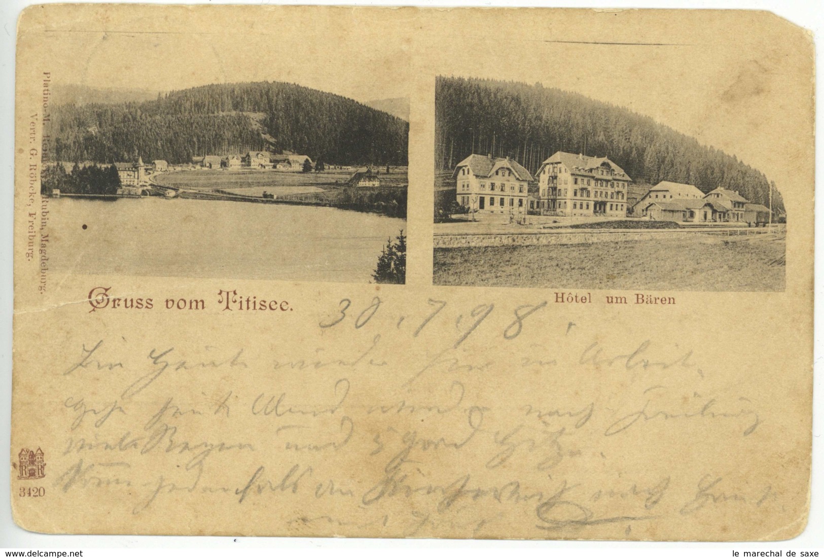 Foto Ansichtskarte Titisee Neustadt Hotel Um Bären 1898 - Titisee-Neustadt