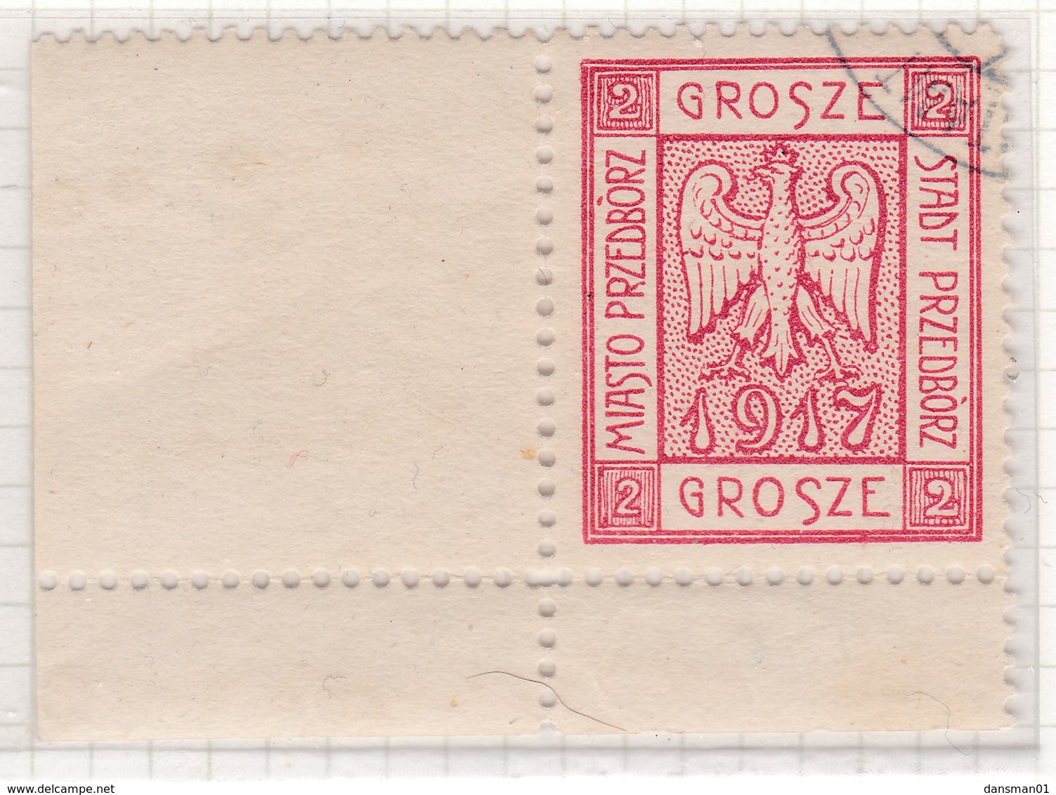 POLAND Przedborz 1917 Fi 1 Type 5 With Bottom Left Selvedge - Errors & Oddities