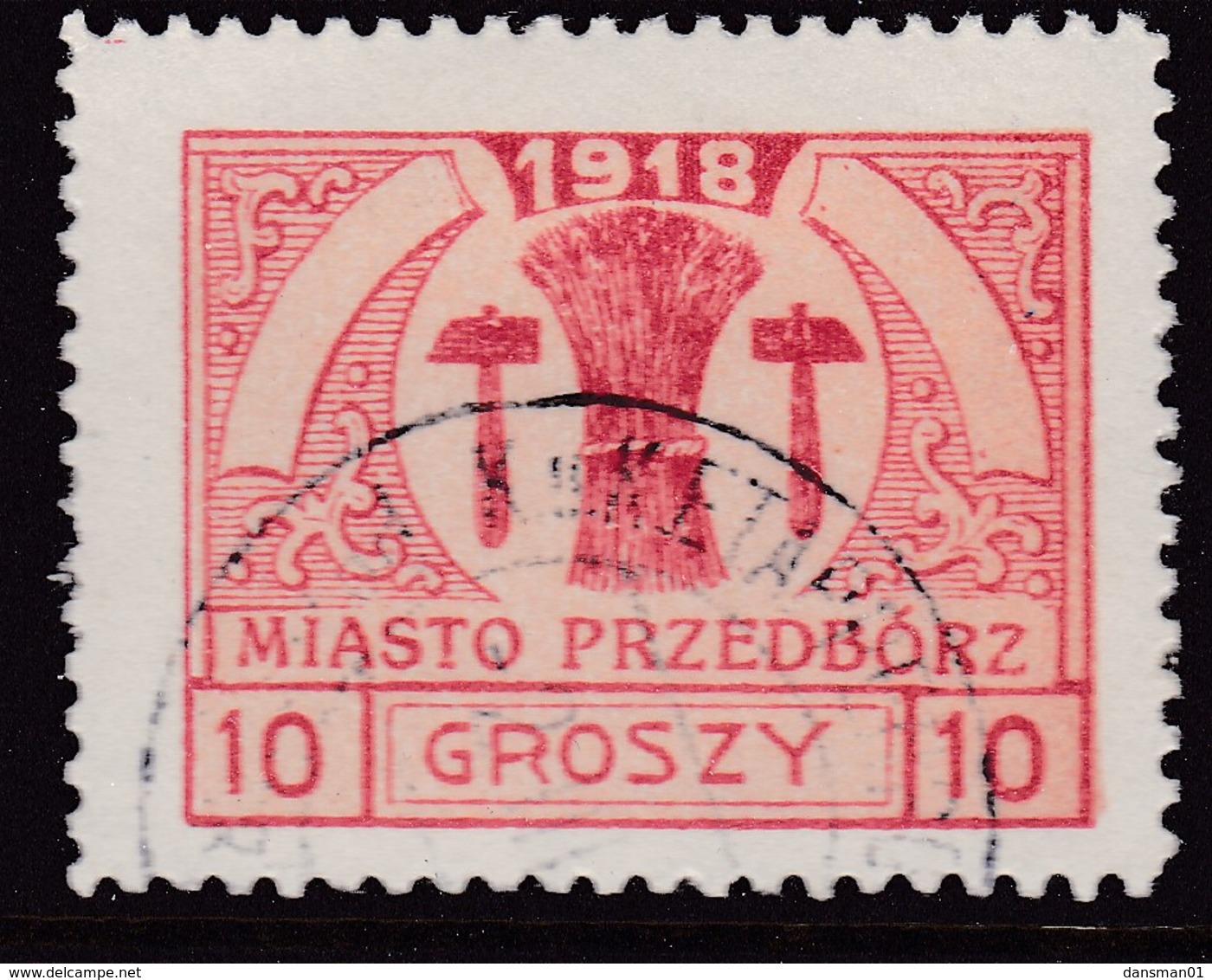 POLAND 1918 Przedborz P.11.5 Fi 6B Used Type 1 - Varietà E Curiosità