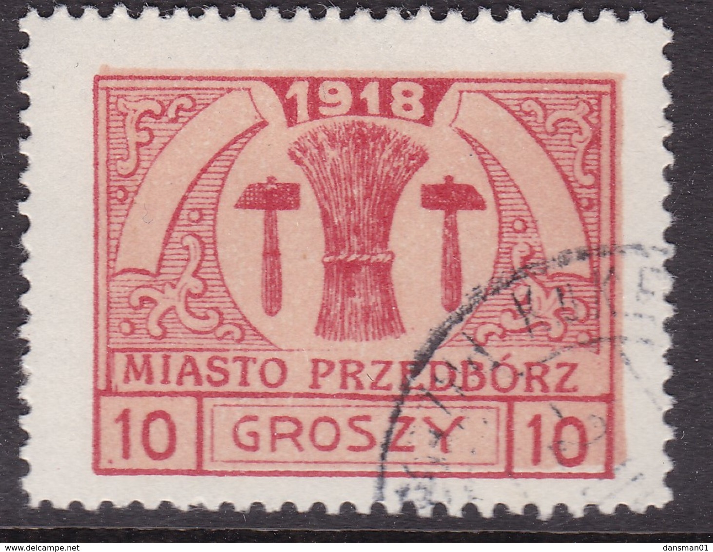 POLAND 1918 Przedborz P.11.5 Fi 6B Used Type 2 - Varietà E Curiosità