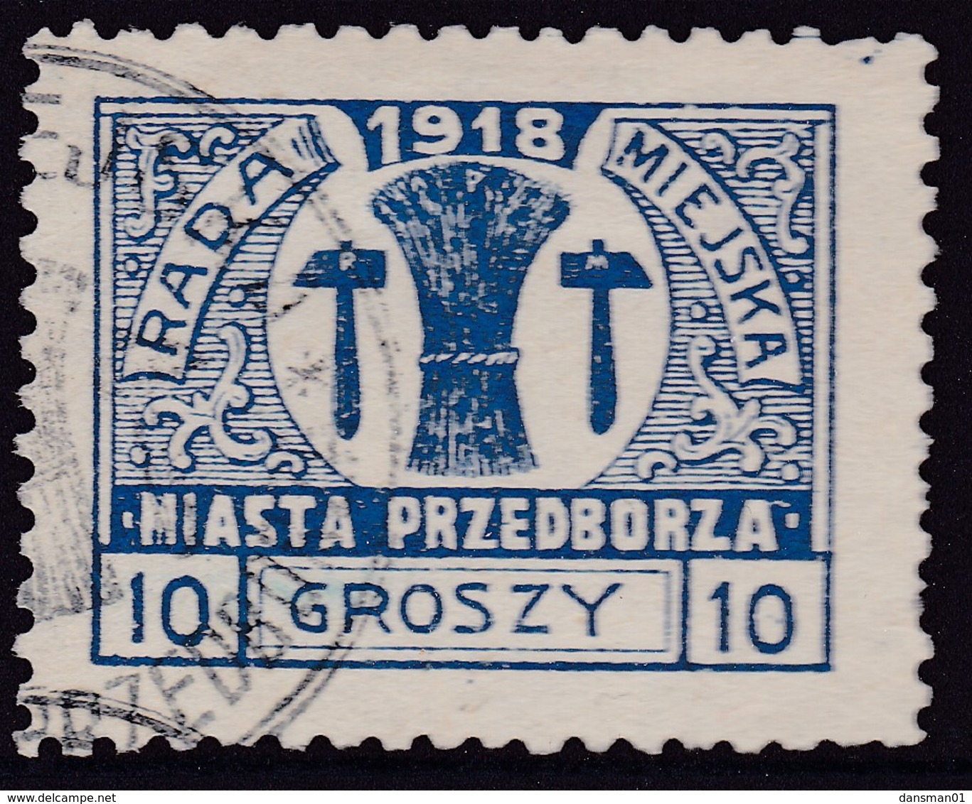 POLAND 1918 Przedborz P.10 Fi 10B Used Type 1 - Abarten & Kuriositäten