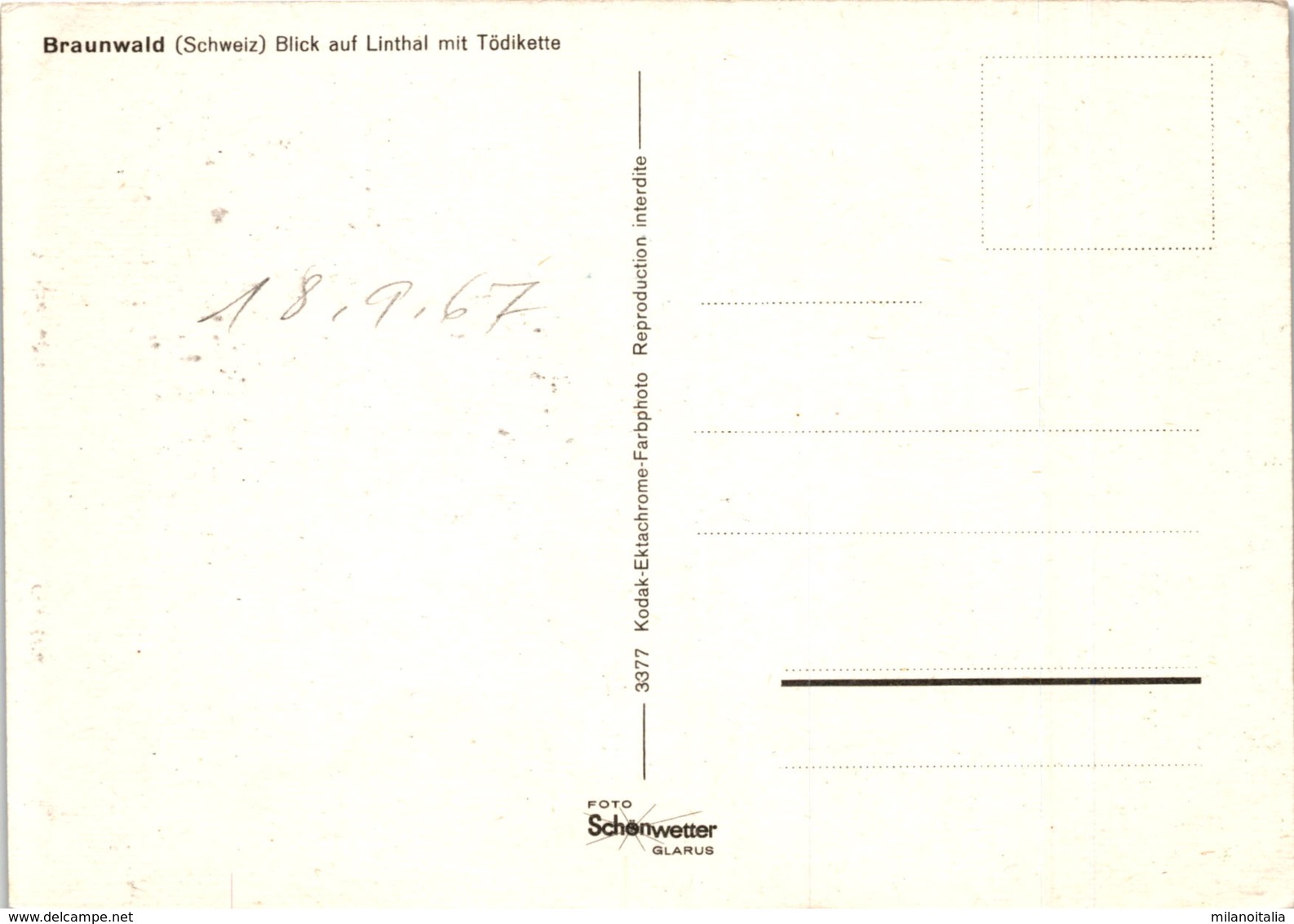 Braunwald - Blick Auf Linthal Mit Tödikette (3377) * 18. 9. 1967 - Linthal