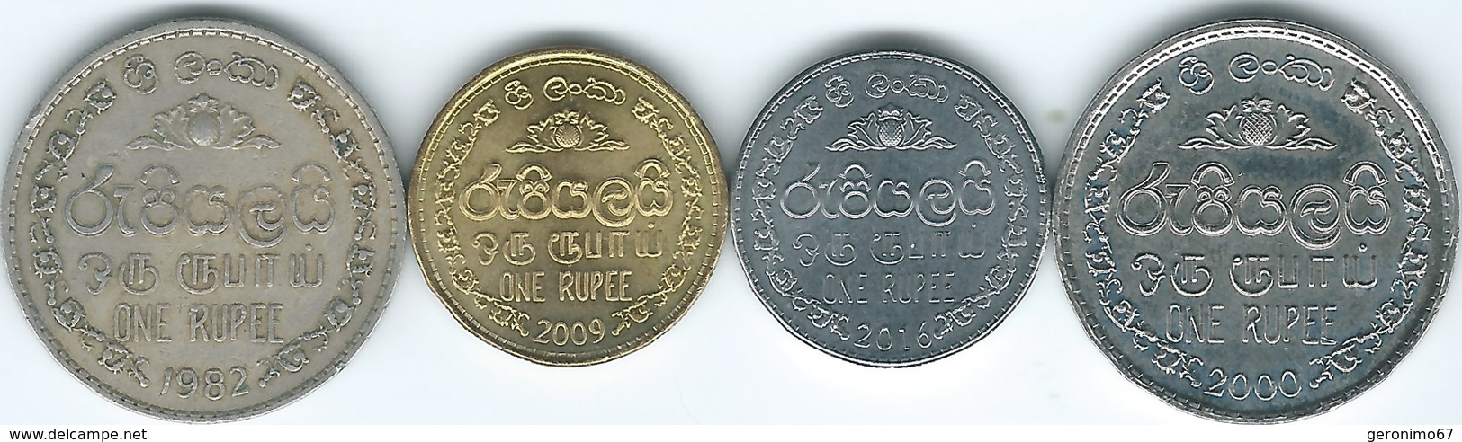 Sri Lanka - 1 Rupee - 1982 (KM136.2) 2000 (KM164) 2009 (KM136.3) & 2016 - Sri Lanka