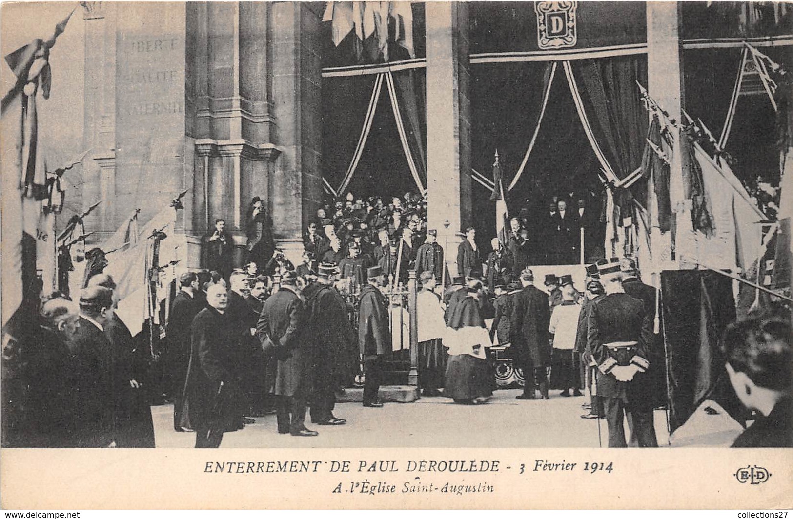 PARIS-75008-ENTERREMENT DE PAUL DEROULEDE, 3 FEVRIER 1914, A L'EGLISE SAINT-AUGUSTIN - Arrondissement: 08