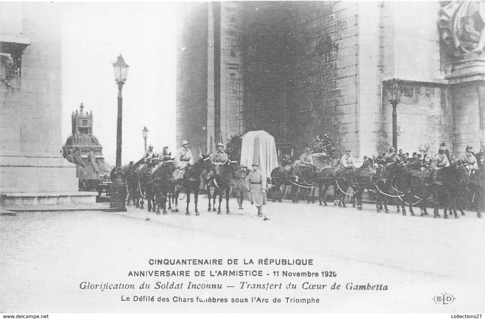 PARIS-75008-CINQUANTENAIRE DE LA REPUBLIQUE, ANNIVERSIARE DE L'ARMISTICE 11 NOVEMBRE 1920TRANSFERT DU COEUR DE GAMBETTAT - Arrondissement: 08