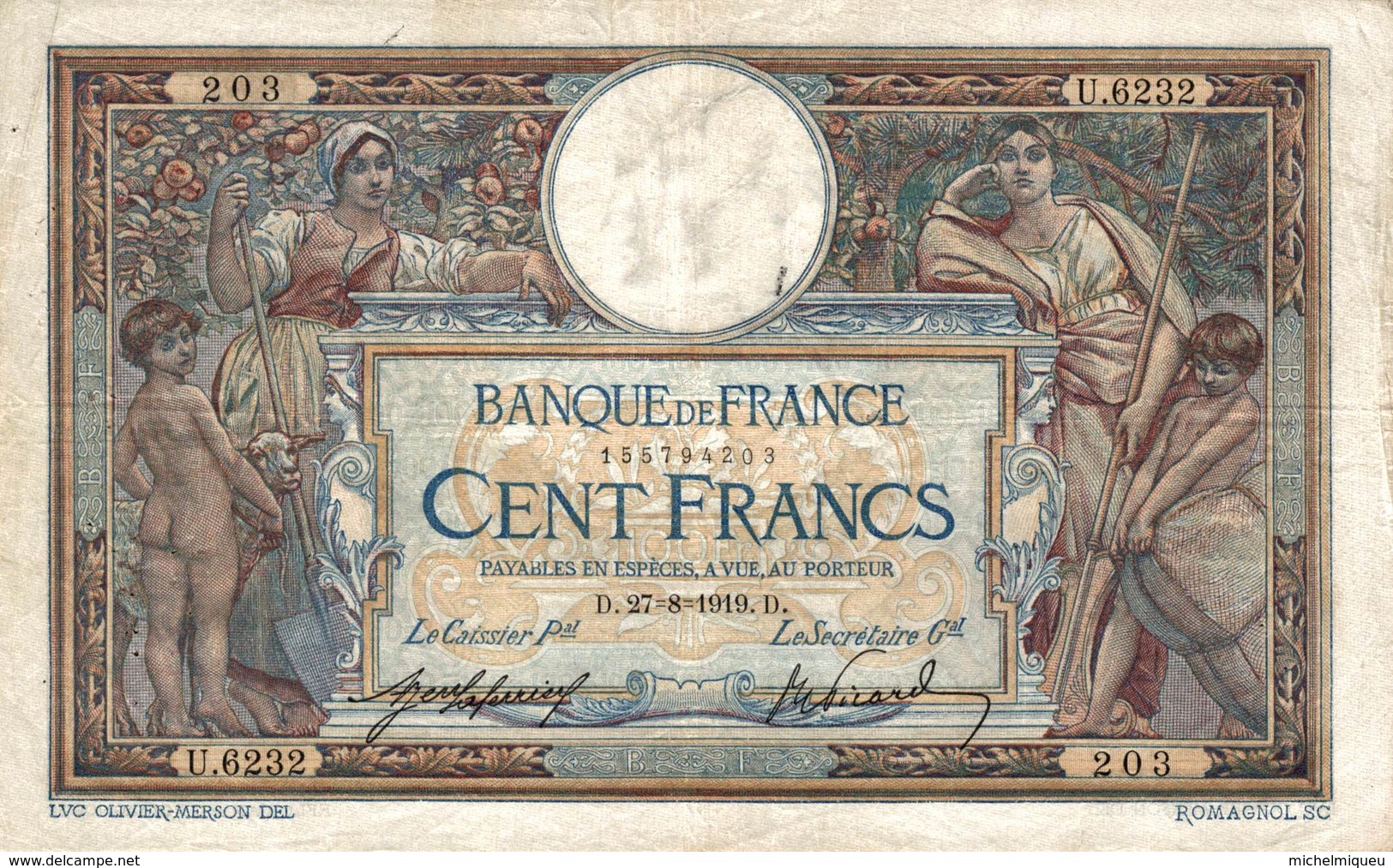 15871   BILLET FRANCAIS   100F  27-8-1919 - Altri & Non Classificati