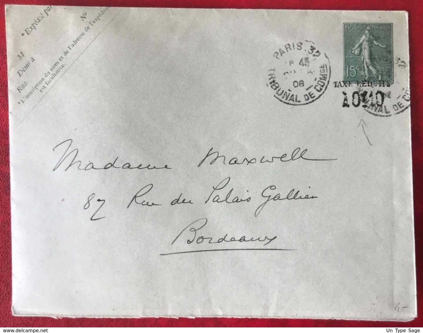 France - Entier Lettre N°130 - Taxe Réduite - Surcharge Décalée Vers Le Bas - (B3369) - Enveloppes Types Et TSC (avant 1995)