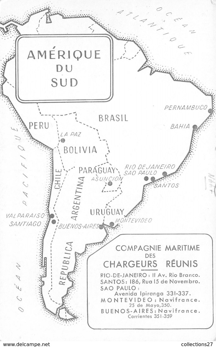 PARIS-75008- COMPAGNIE MARTIME DES CHARGEURS REUNIS 3 BLD MALESHERBES , BRASIL, URUGUAY- REPUBLICA ARGENTINA - Arrondissement: 08