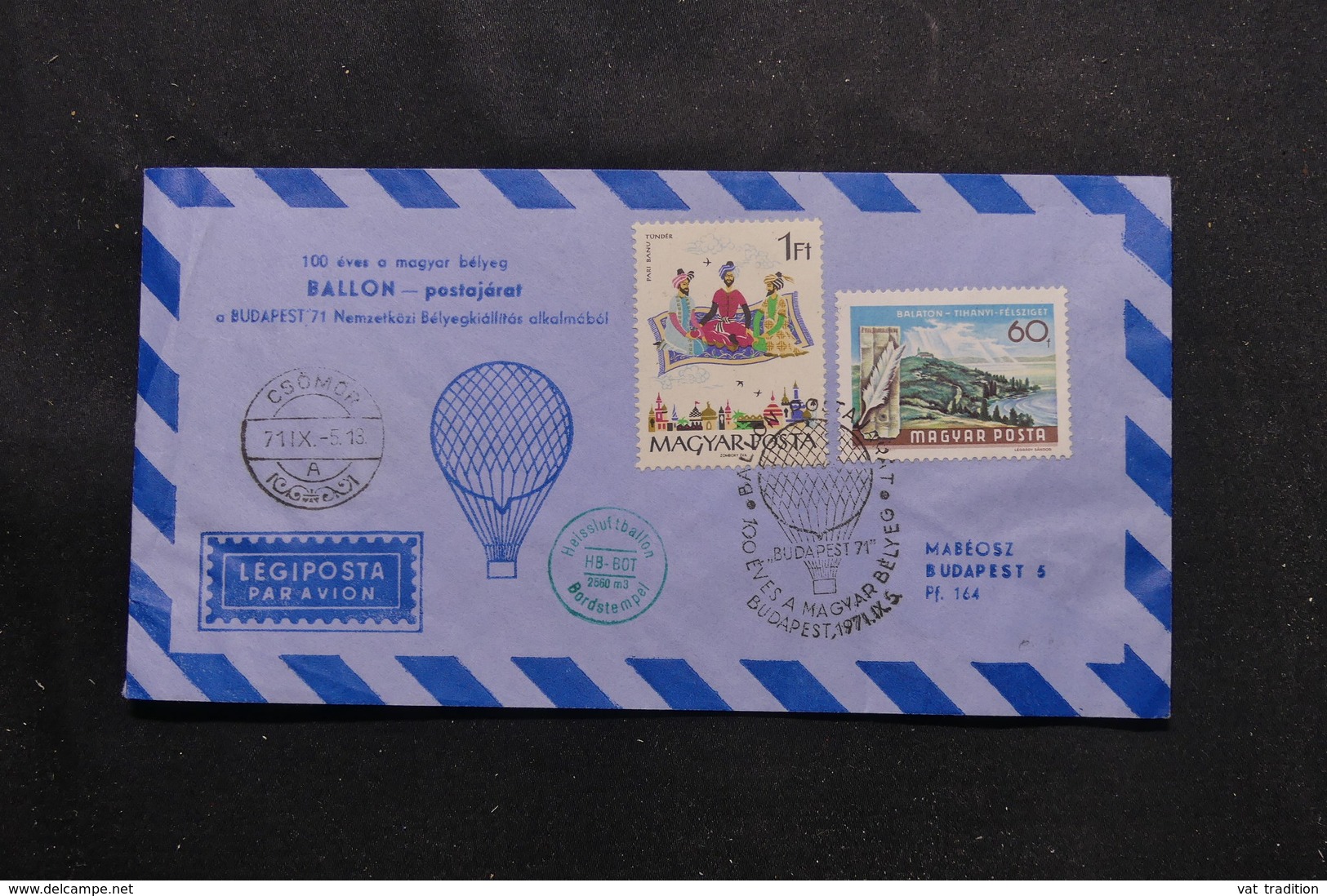 HONGRIE - Enveloppe Par Ballon En 1971 "Budapest 71 " , Affranchissement Et Cachets Plaisants - L 60331 - Briefe U. Dokumente