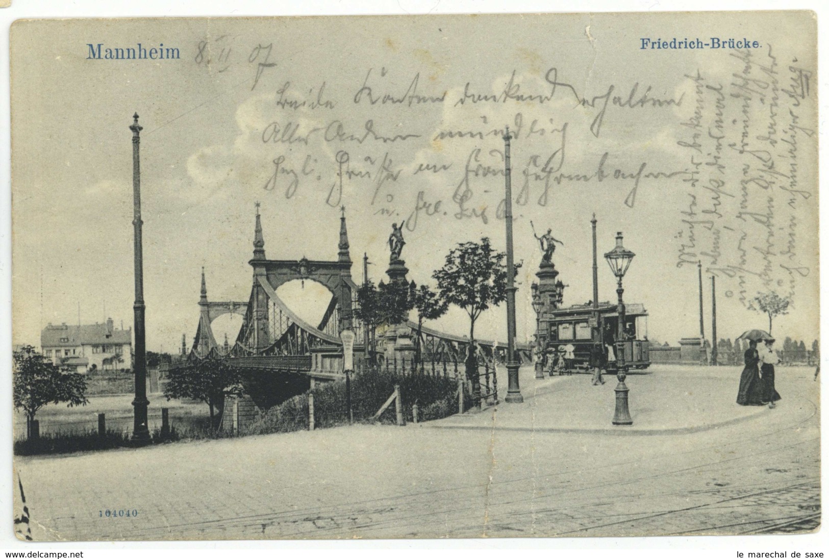 Ansichtskarte Mannheim Friedrich-Brücke 1907 Nach Weinheim - Mannheim