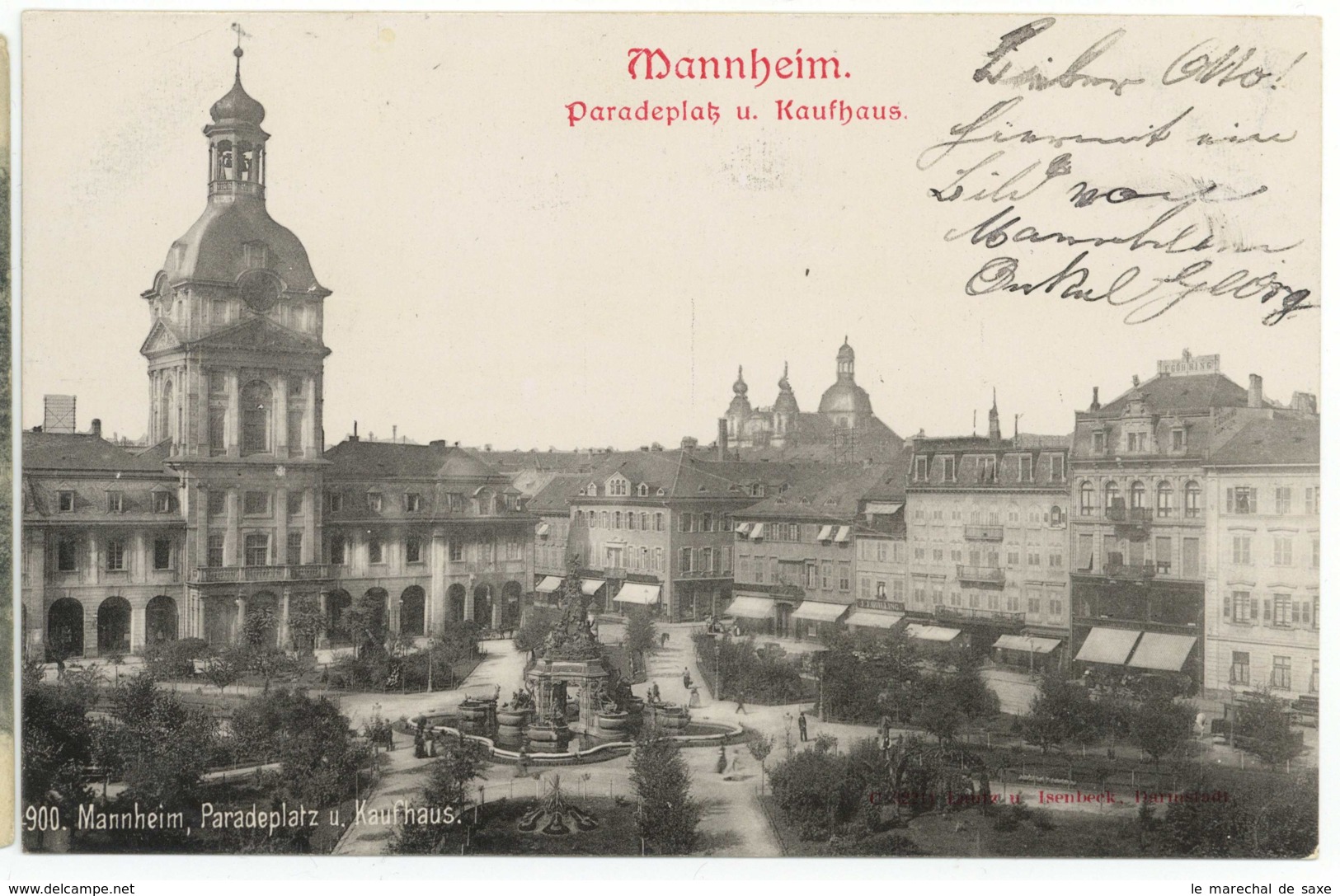 Ansichtskarte Mannheim Paradeplatz Und Kaufhaus 1902 Alvenstedt - Mannheim