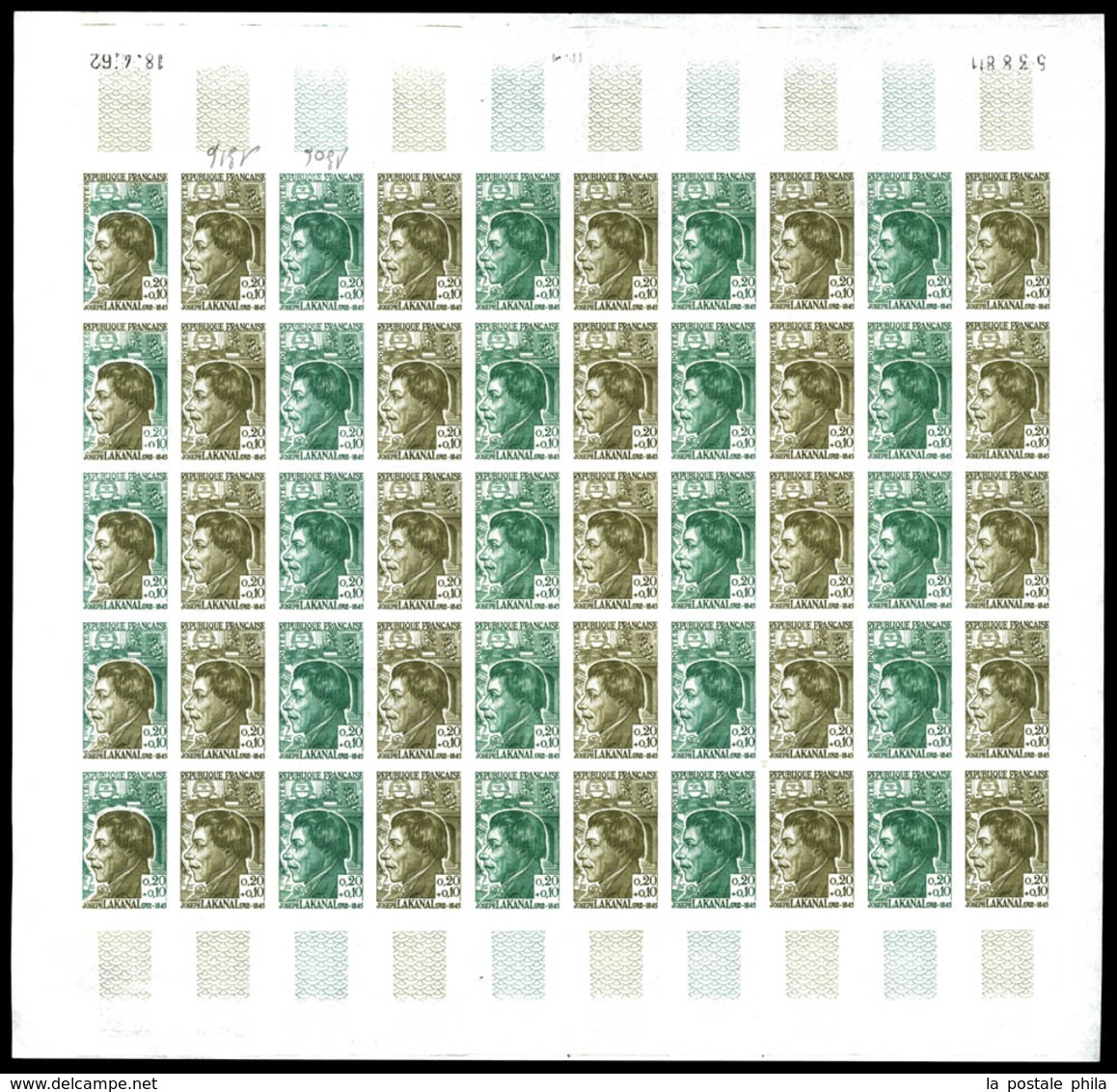 ** N°1345/50, Série Grands Hommes De 1962 En 6 Feuilles Complètes De 50 Exemplaires Dont 5 Multicolores, Datées. SUPERBE - Non Classés