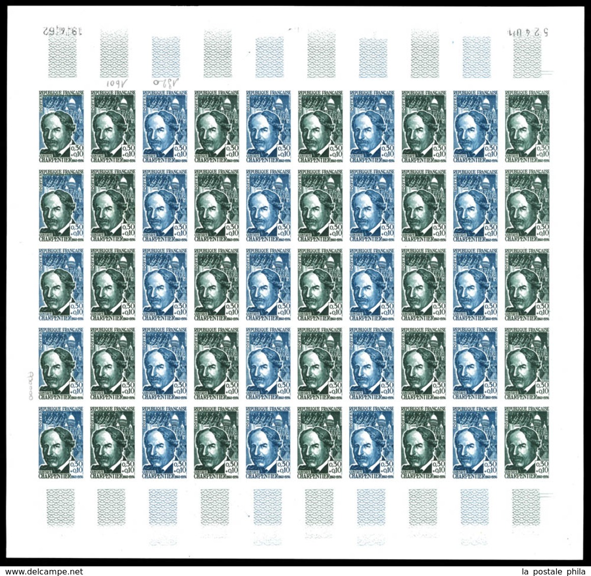 ** N°1345/50, Série Grands Hommes De 1962 En 6 Feuilles Complètes De 50 Exemplaires Dont 5 Multicolores, Datées. SUPERBE - Non Classés