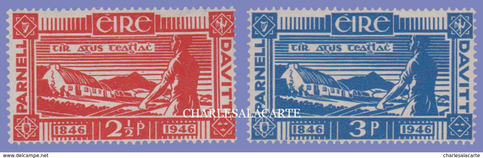 EIRE IRELAND 1946  DAVITT & PARNELL  S.G. 138-139  U.M. - Unused Stamps