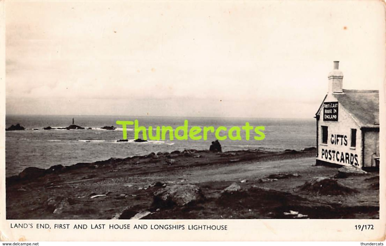 CPA PHOTO RPPC LAND'S END FIRST AND LAST HOUSE AND LONGSHIPS LIGHTHOUSE PHARE - Land's End