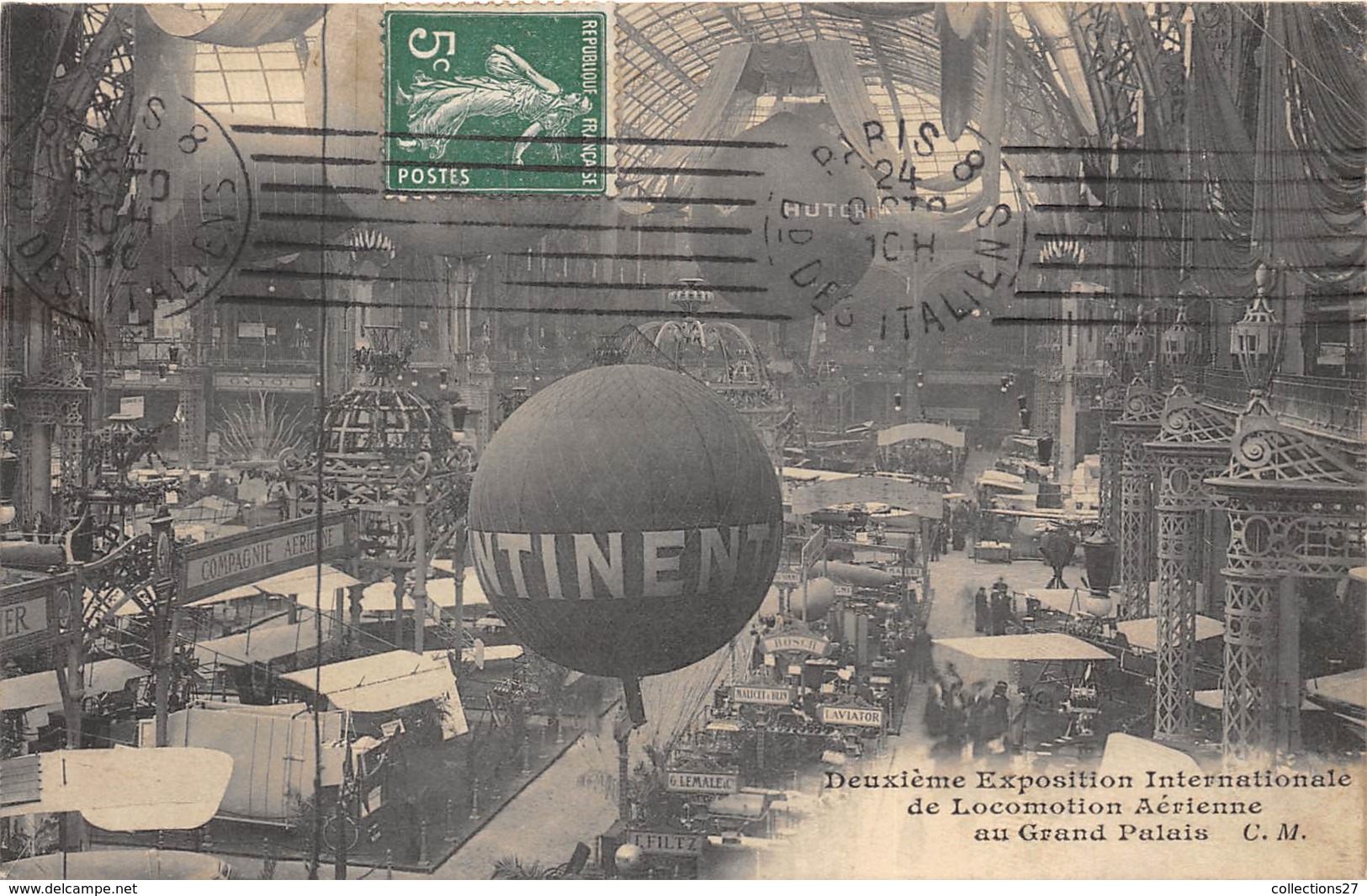 PARIS-75008-AU GRAND PALAIS, DEUXIEME ESPOSTION INTERNATIONALE DE LOCOMOTION AERIENNE - Arrondissement: 08