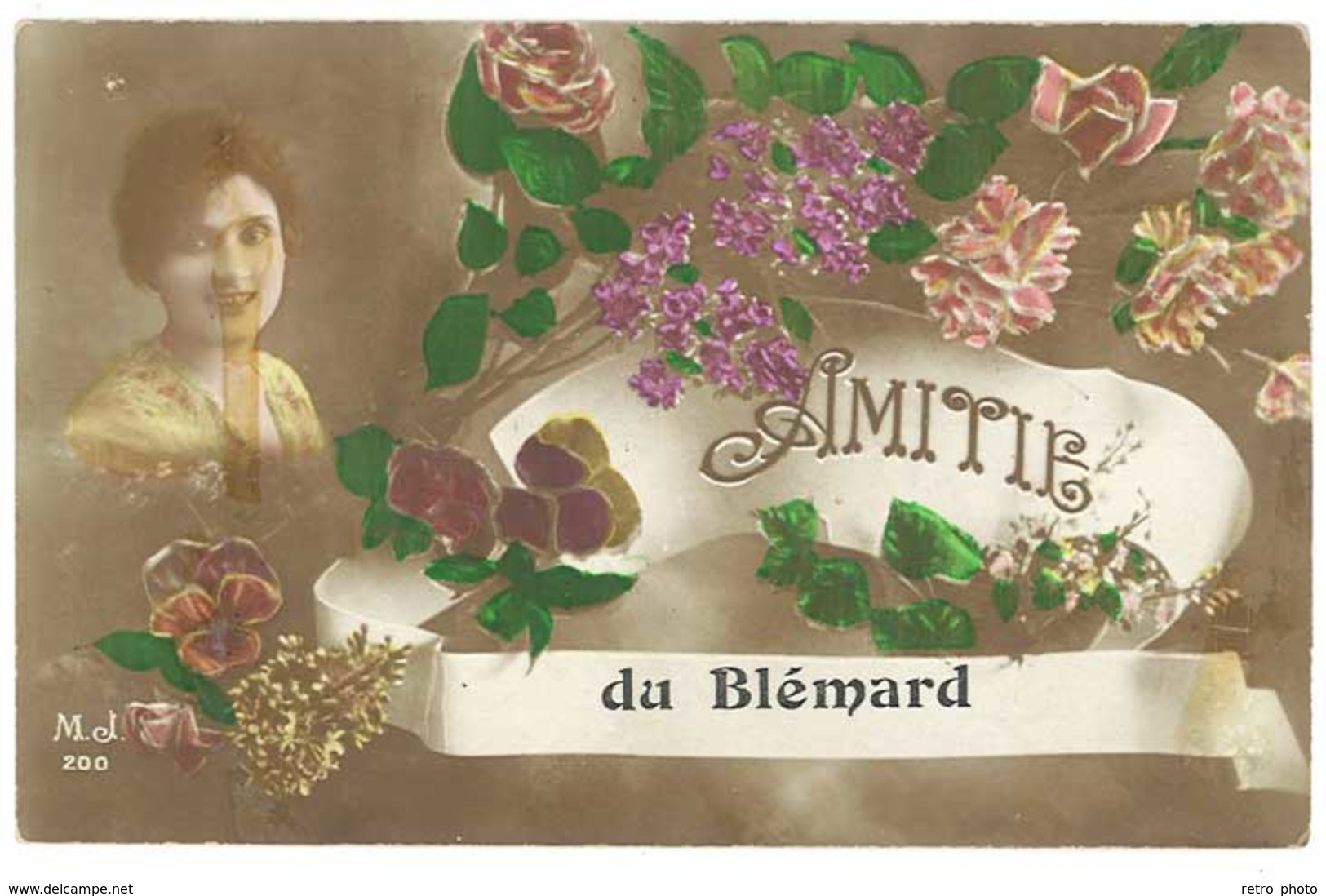 Cpa Lozère - Fantaisie Femme / Fleurs - Amitié Du Blémard   ( Postée Du Bleymard ) - Le Bleymard