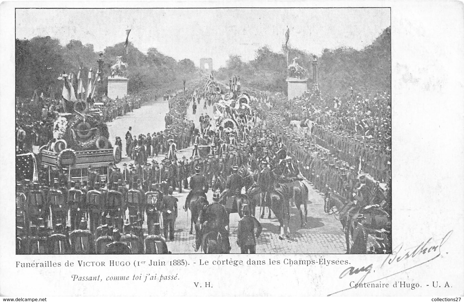 PARIS-75008- FUNERAILLES DE VICTOR HUGO, 1er JUIN 1885 , LE CORTEGE DANS LES CHAMPS-ELYSEES - Arrondissement: 08