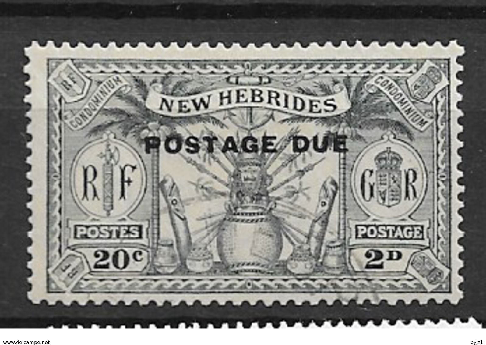 1925 USED New Hebrides Porto  Mi 2 - Gebruikt