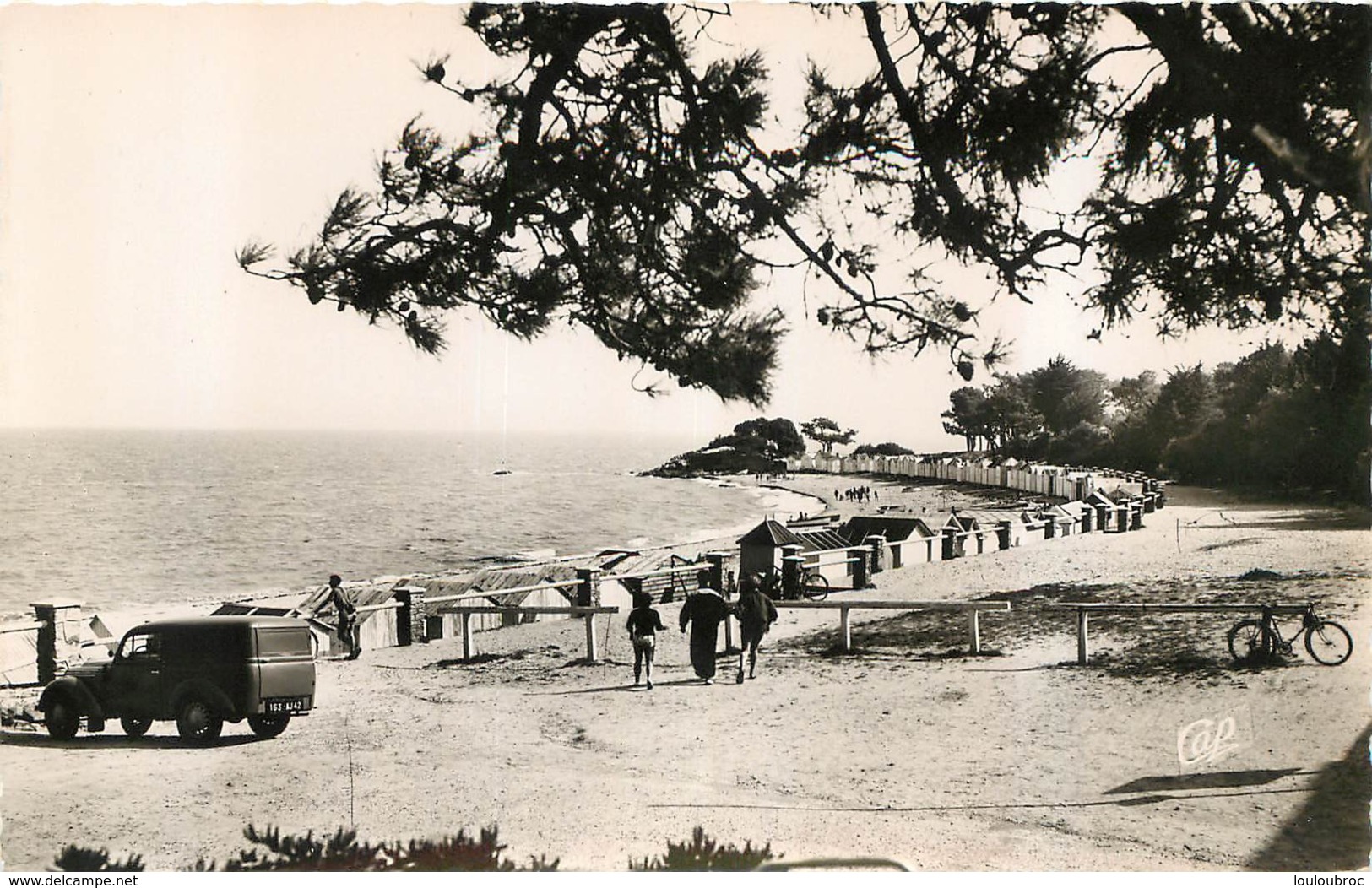 ILE DE NOIRMOUTIER VUE SUR LA PLAGE DES DAMES  ET VIEILLE AUTOMOBILE CPSM DENTELEE - Ile De Noirmoutier