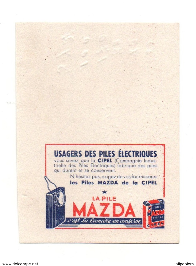 Buvard Les Piles Mazda De La Cipel - Format : 13.5x10 Cm - Piles