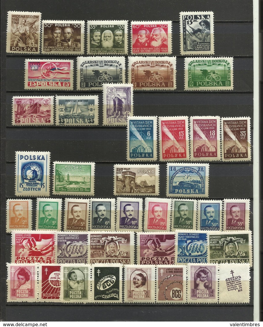 Pologne Année Complète ** 1948  YT 509/547   39 Timbres  Poland  Polen Polska - Années Complètes