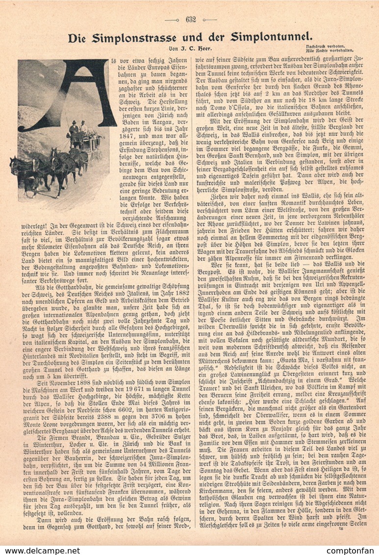 A102 473 Simplontunnel Straße Simplon Brig Artikel Mit 8 Bildern 1901 !! - Automobile & Transport