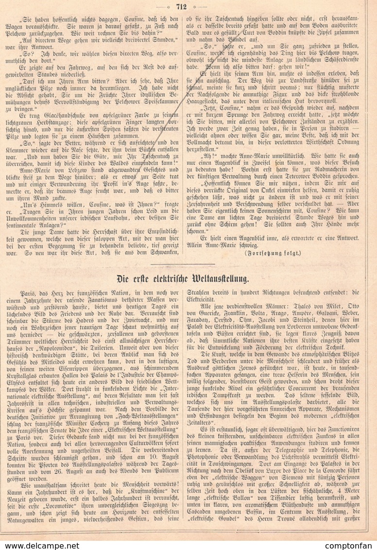 A102 477 -Paris Elektrische Weltausstellung Ausstellung Artikel Mit Bild 1881 !! - Museos & Exposiciones