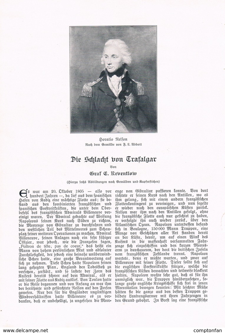 A102 483 Schlacht Von Trafalgar 1805 Seeschlacht Artikel Mit 5 Bildern 1905 !! - Militär & Polizei