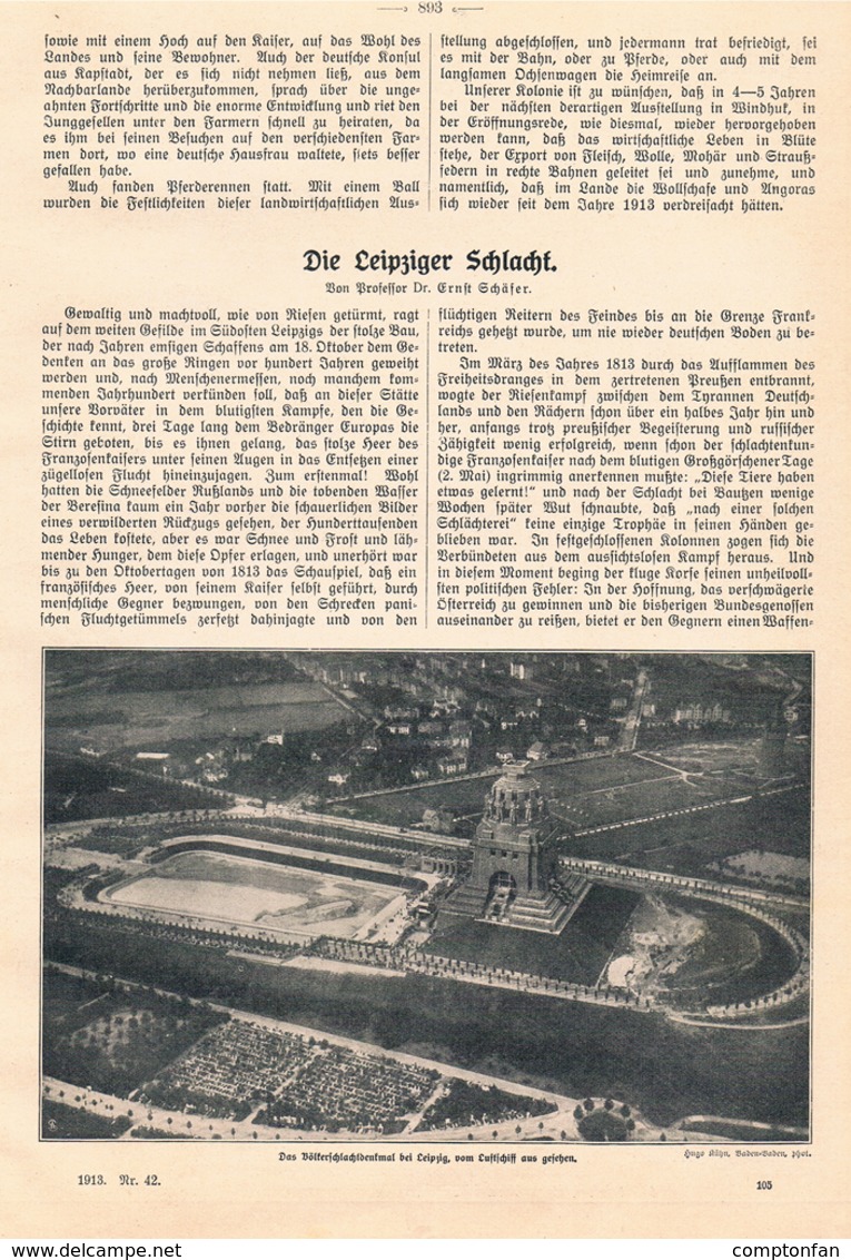 A102 488 - Leipziger Schlacht Völkerschlacht Artikel Mit 3 Bildern 1913 !! - Contemporary Politics