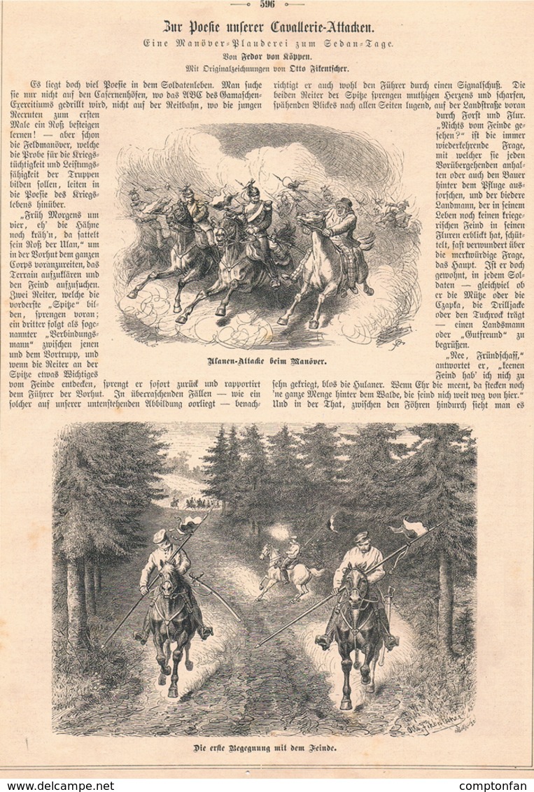 A102 491- Kavallerie Reiter Soldaten Ulanen Krieg Artikel Mit 4 Bildern 1881 !! - Policía & Militar