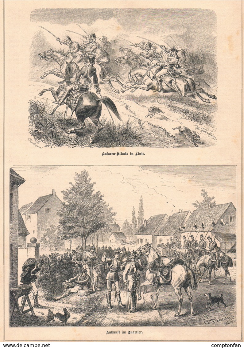 A102 491- Kavallerie Reiter Soldaten Ulanen Krieg Artikel Mit 4 Bildern 1881 !! - Police & Military