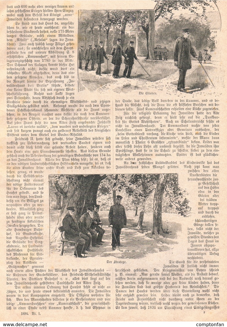A102 493 Berlin Invalidenheim Soldaten Artikel Mit 7 Bildern 1894 !! - Militär & Polizei