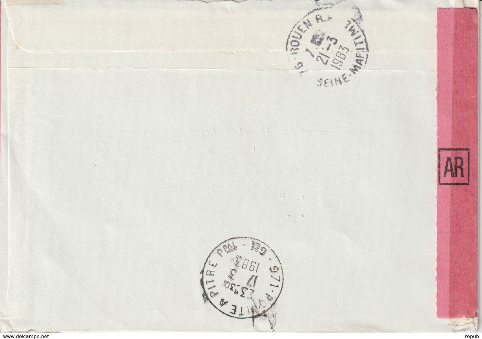 France 1983 Lettre Recommandée De La Guadeloupe Pour La France - 1961-....