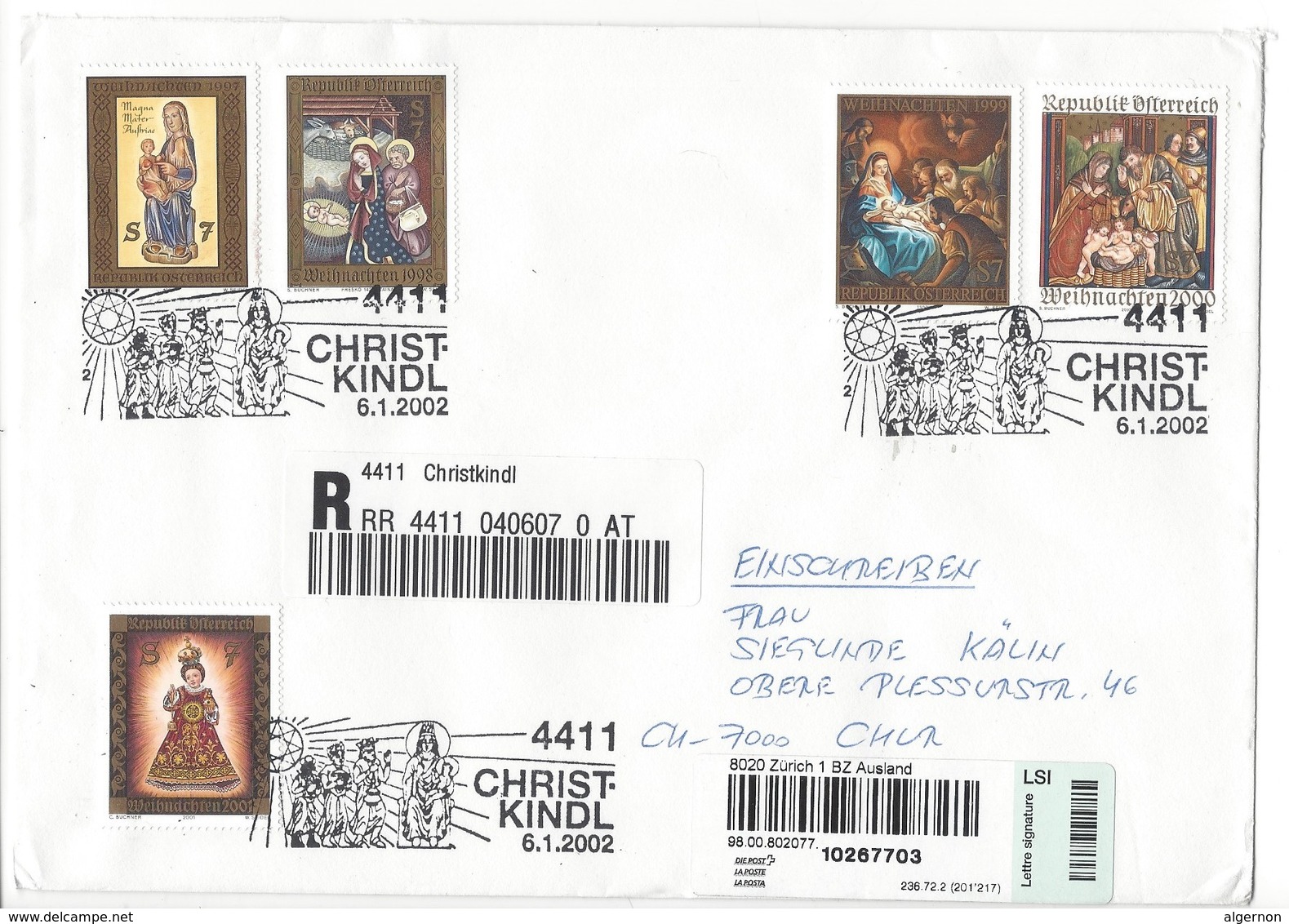 24704 - Christkindl 2002 Cover Lettre Einschreiben Pour Chur 06.01.2002 - Natale