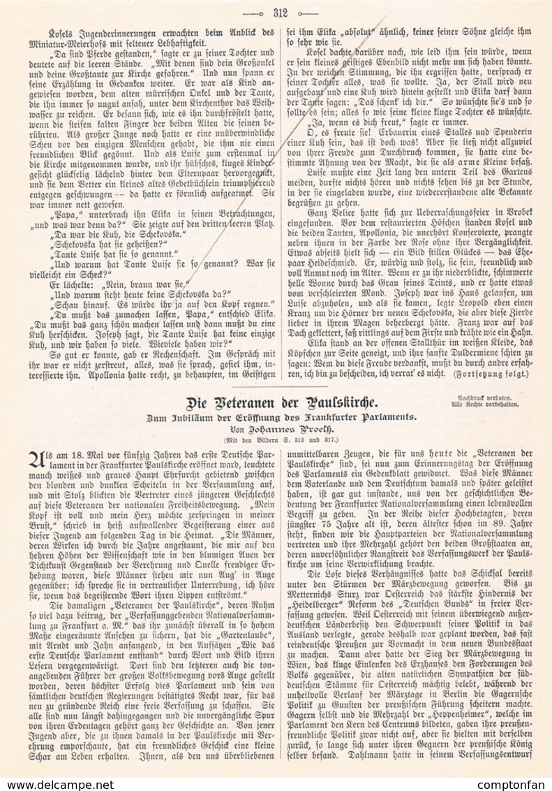 A102 502 -Frankfurt Parlament Jubiläum Artikel Mit 2 Bildern 1898 !! - Política Contemporánea