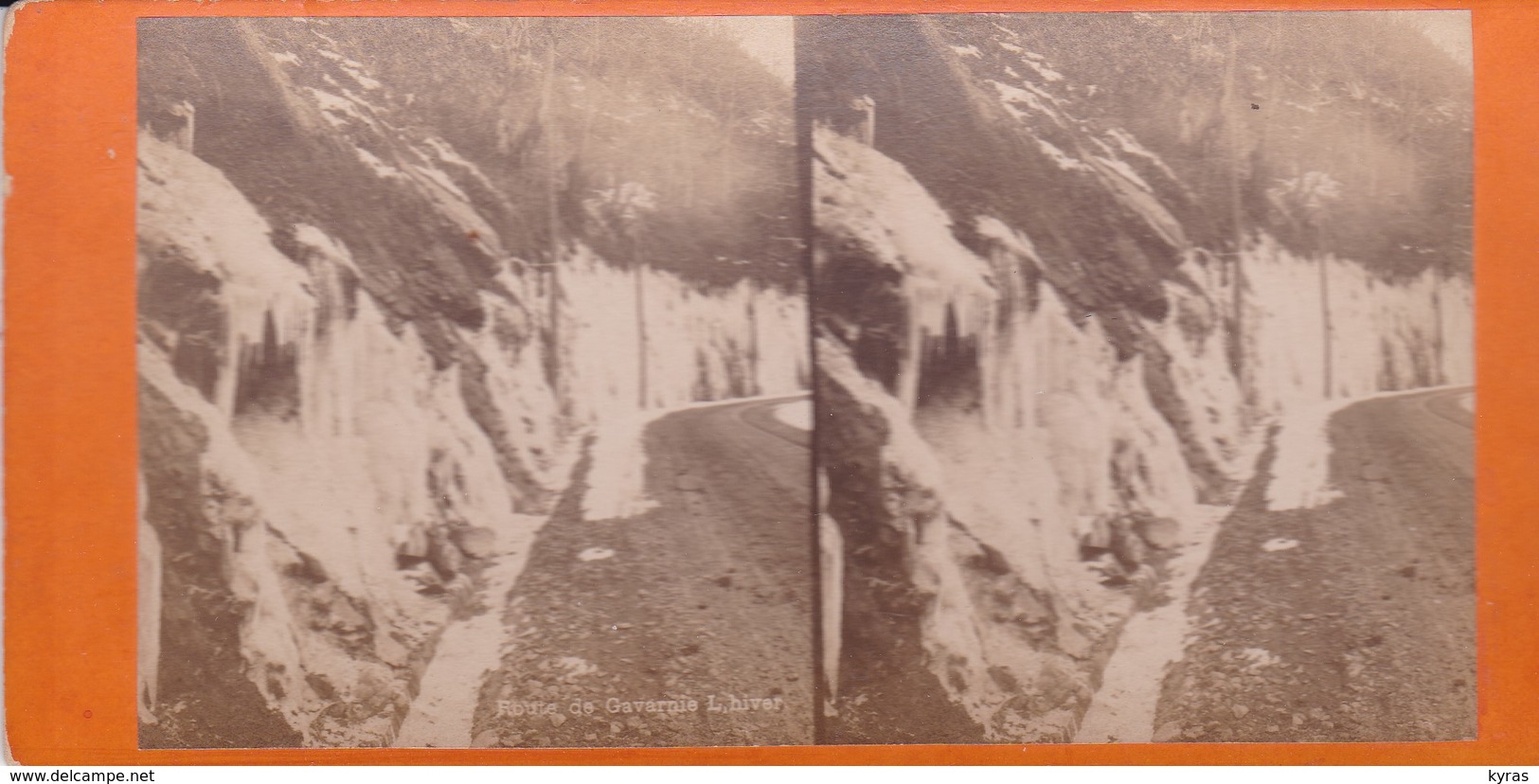 Carte STEREOSCOPIQUE LOURDES . Route De Gavarnie, L 'hiver  (Sur Carton Rigide 8,5 X 18 Photo P. VIRON Lourdes) - Cartes Stéréoscopiques