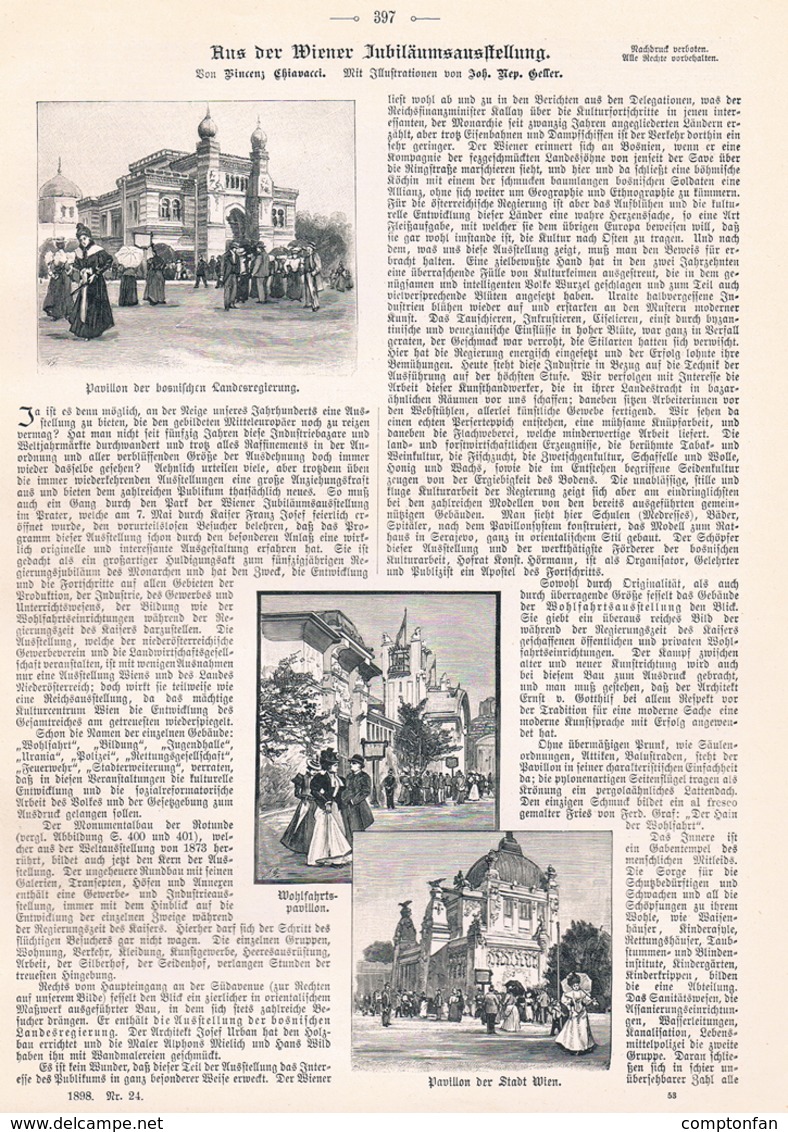 A102 508 Wien Jubiläumsausstellung Ausstellung Artikel Mit 6 Bildern 1898 !! - Musées & Expositions