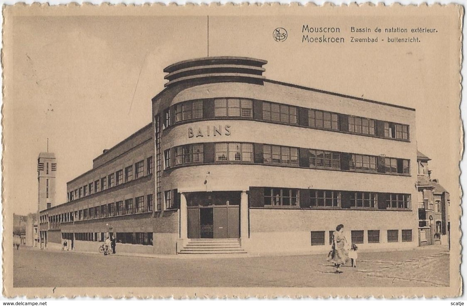 Mouscron    Bassin De Natation Extérieur.   -    1953   Naar   Gent - Mouscron - Moeskroen