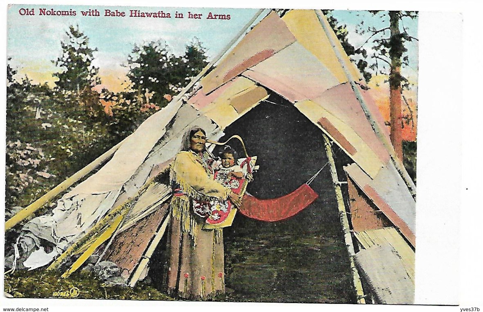 Old Nokomis With Babe Hiawatha In Her Arms - Indianer