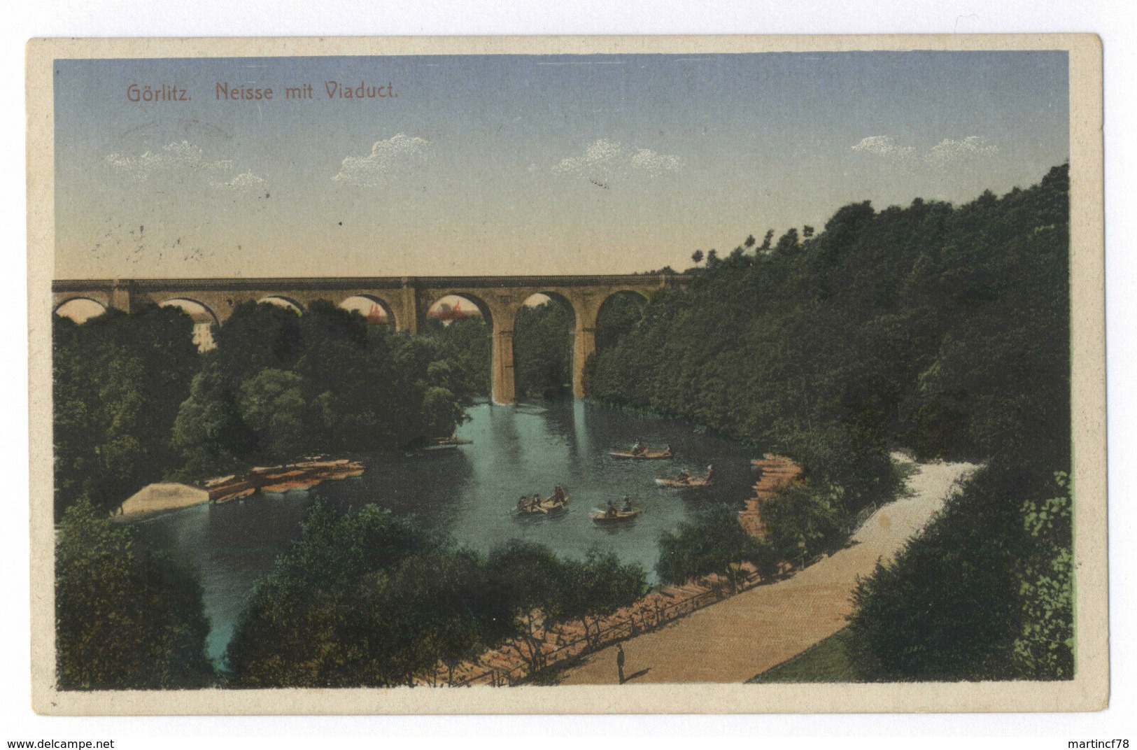 Görlitz Neisse Mit Viaduct Gel. 1913 Postkarte Ansichtskarte - Goerlitz