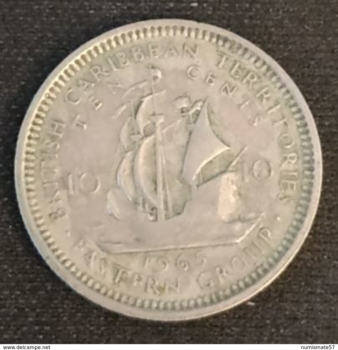 BRITISH CARIBBEAN TERRITORIES - 10 CENTS 1965 - Elizabeth II - 1ère Effigie - KM 5 - Caraibi Britannici (Territori)