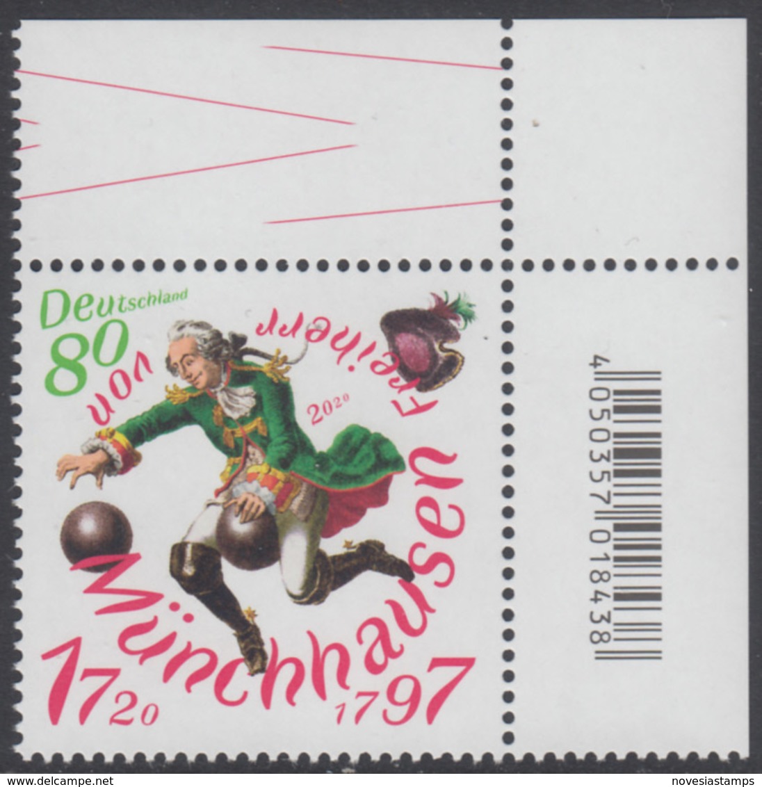 !a! GERMANY 2020 Mi. 3546 MNH SINGLE From Upper Right Corner - Baron Munchausen - Nuovi