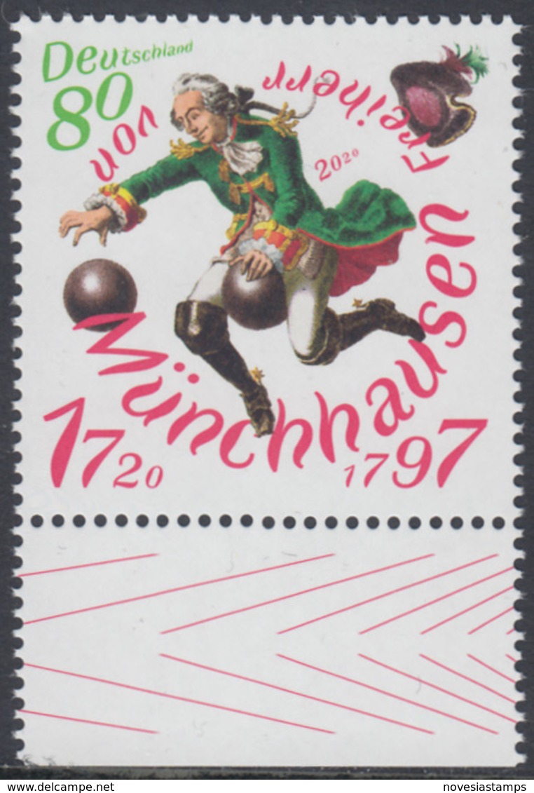 !a! GERMANY 2020 Mi. 3546 MNH SINGLE W/ Bottom Margin (a) - Baron Munchausen - Unused Stamps