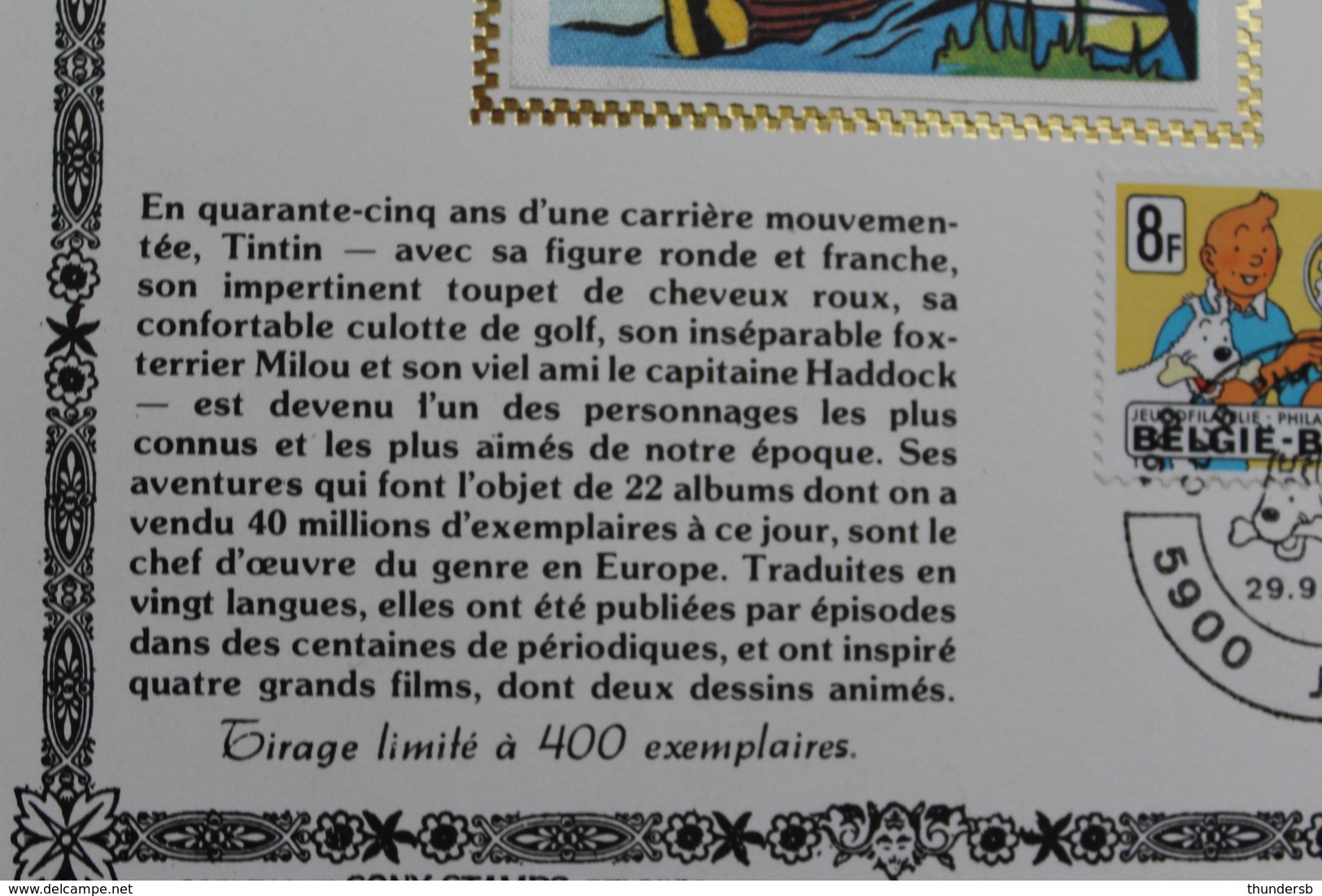 1944 'Tintin' - Sonstamp Feuillet De Luxe - Tirage Limité à 400 Exemplaires! - Cartes Souvenir – Emissions Communes [HK]