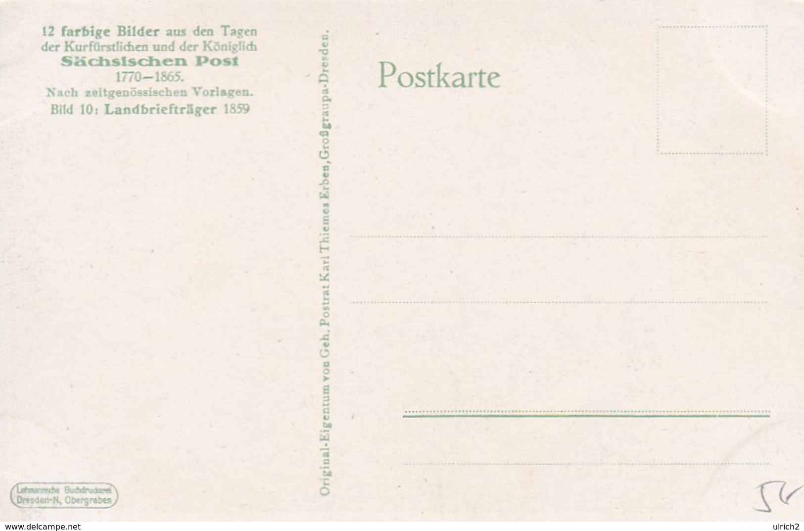 AK Landbriefträger 1859 - Sächsische Post 1770-1865  (49856) - Poste & Facteurs