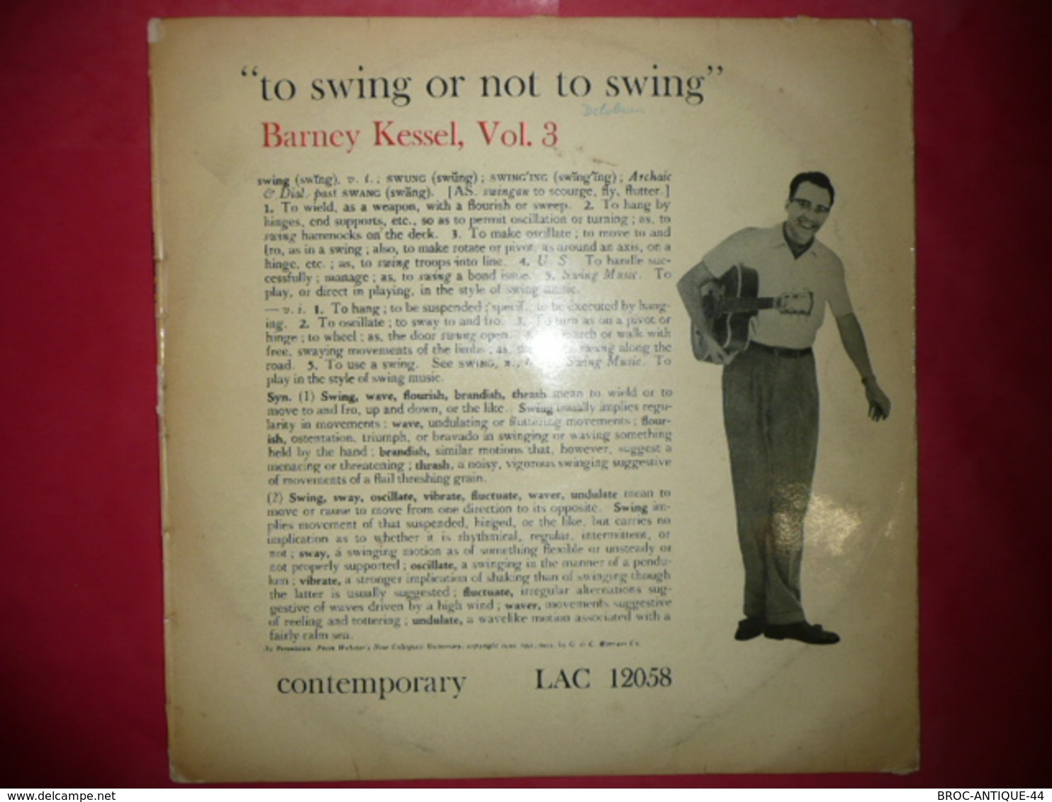 LP33 N°4070 - BARNEY KESSEL - TO SWING OR NOT TO SWING - LAC 12058 - DISQUE EPAIS VOGUE - Jazz