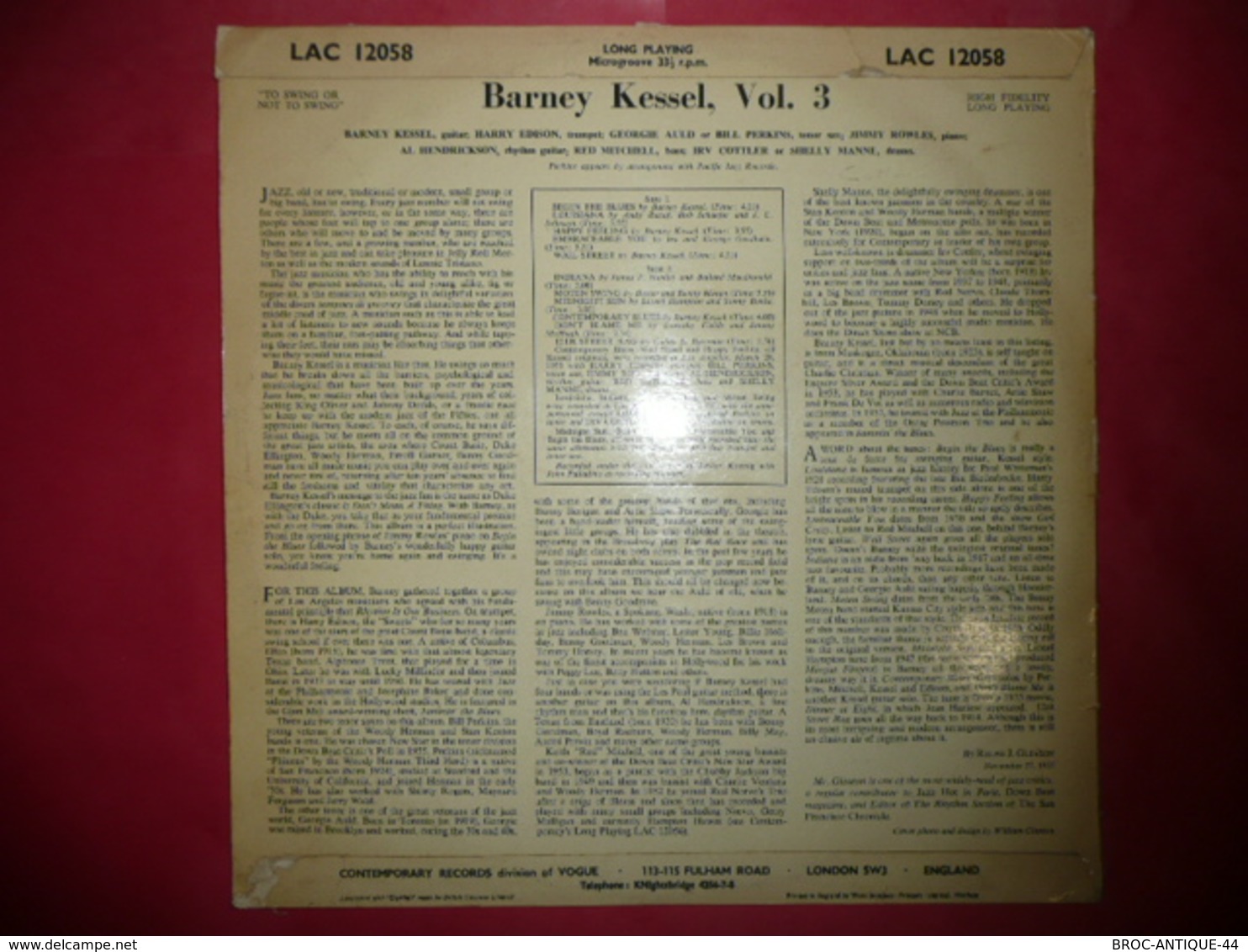 LP33 N°4070 - BARNEY KESSEL - TO SWING OR NOT TO SWING - LAC 12058 - DISQUE EPAIS VOGUE - Jazz