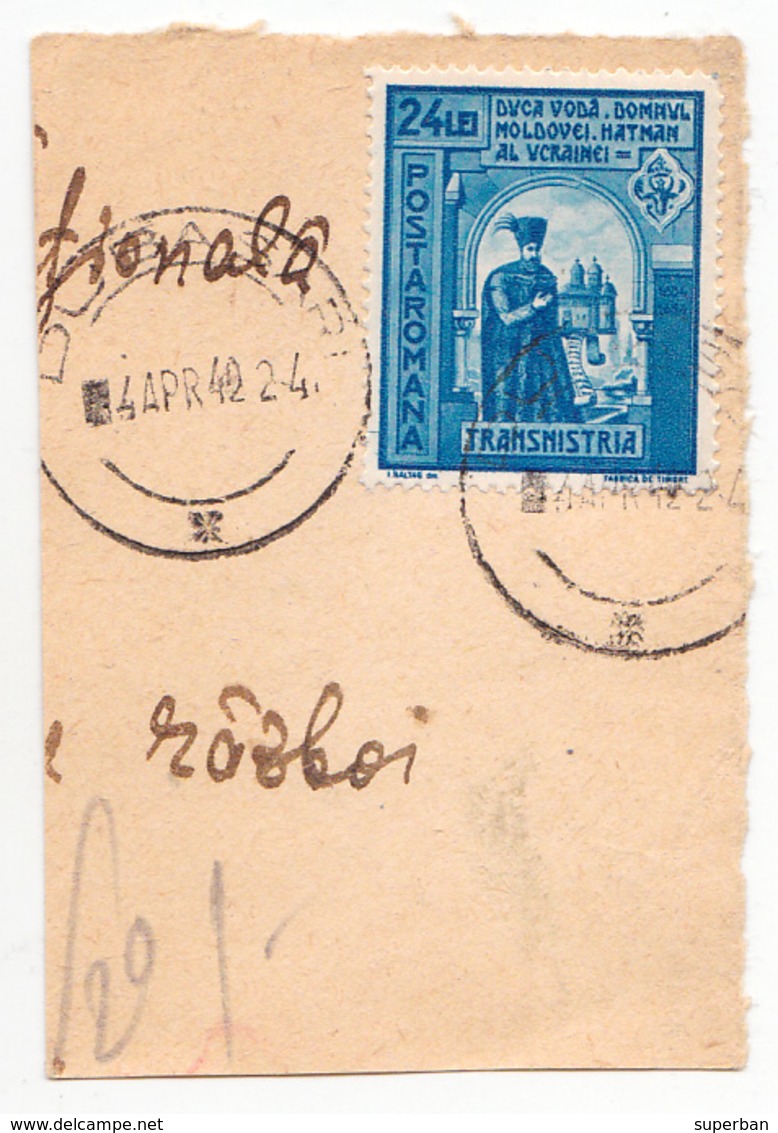 COVER FRAGMENT / FRAGMENT De LETTRE : ROMANIA - TRANSNISTRIA - CANCELLATION : DUBASARI - 1942 (ae675) - 2. Weltkrieg (Briefe)