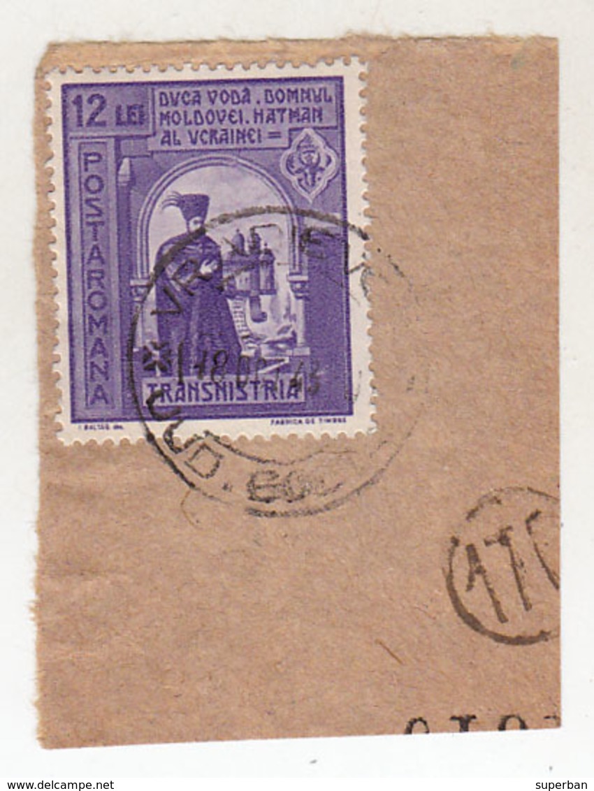 COVER FRAGMENT / FRAGMENT De LETTRE : ROMANIA - TRANSNISTRIA - CANCELLATION : VRADIEVCA / JUD. GOLTA - 1943 (ae699) - Cartas De La Segunda Guerra Mundial